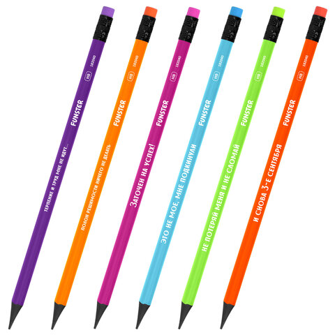 Набор карандашей чернографитных с мемной надписью FUNSTER (ФАНСТЕР) FUNNY NOTES