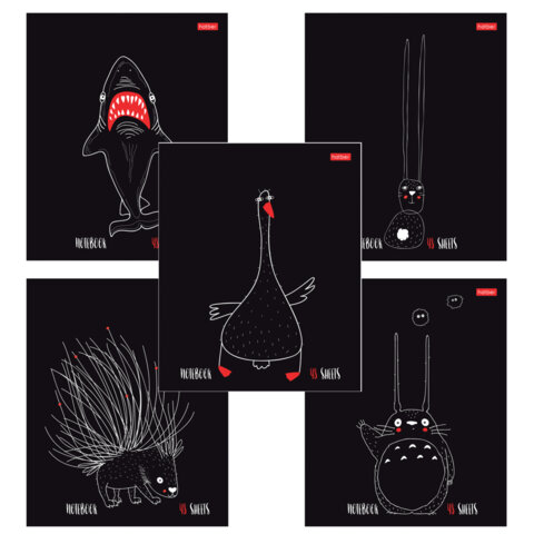 Тетрадь А5 48 л., HATBER скоба, клетка, обложка картон, "Нескучные Тетрадь А5 48 л., HATBER скоба, клетка, обложка картон, "Нескучные