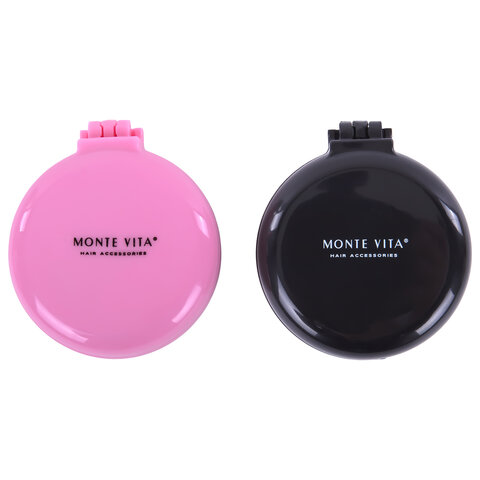 Расческа для волос КОМПЛЕКТ 2шт массажная с зеркалом "2 в 1" 6,5см,