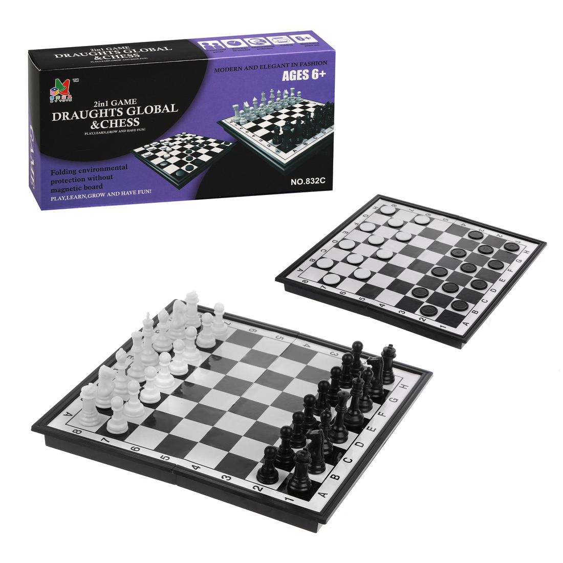 Настольная игра 2 в 1 Шахматы, шашки, размер игр.поля 25*25см. 100780230 Настольная игра 2 в 1 Шахматы, шашки, размер игр.поля 25*25см. 100780230