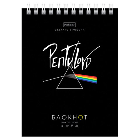 Блокнот МАЛЫЙ ФОРМАТ А6, 40 л., гребень, картон, клетка, HATBER, "Проект