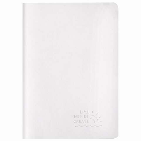 Тетрадь 48 л. в клетку обложка кожзам SoftTouch, сшивка, A5 (147х210мм), БЕЛЫЙ,