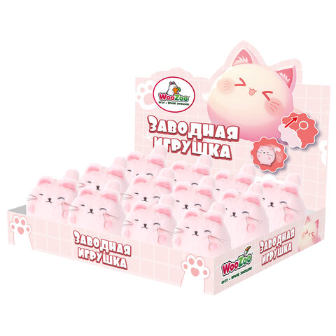 Игрушка пищалка мягкая заводная "Кот Пухляш", высота 8 см, WOOZOO