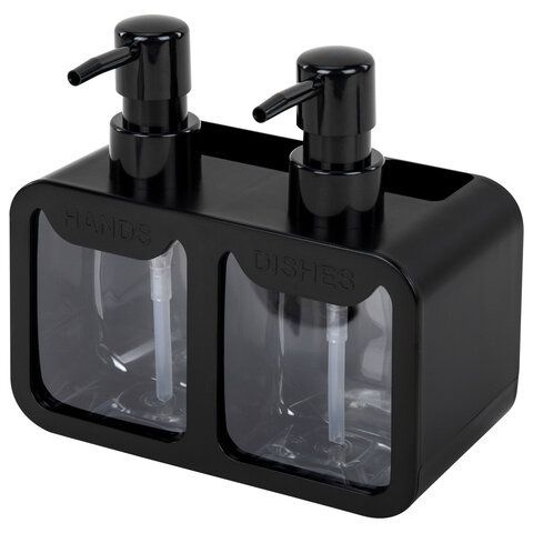Дозатор DOUBLE для мыла/геля и моющего средства/шампуня, 2х350 мл, органайзер Дозатор DOUBLE для мыла/геля и моющего средства/шампуня, 2х350 мл, органайзер