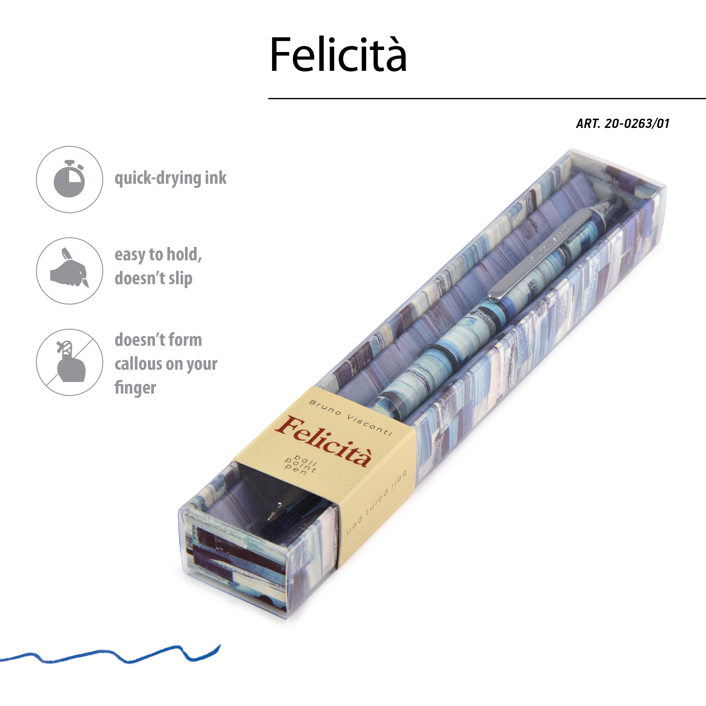 РУЧКА "Felicita.ФАНТАЗИЯ" ШАРИКОВАЯ МЕТАЛЛИЧЕСКАЯ, 0,7 ММ, СИНЯЯ