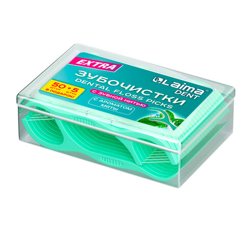 Зубочистки-флоссеры с зубной нитью "50 шт. + 5 в подарок!", в боксе, Зубочистки-флоссеры с зубной нитью "50 шт. + 5 в подарок!", в боксе,