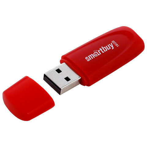 Флеш-диск 16GB SMARTBUY Scout USB 2.0, красный, SB016GB2SCR