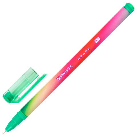 Ручка гелевая BRAUBERG GRADE NEON, ЧЕРНАЯ, игольчатый узел 0,5 мм, линия письма