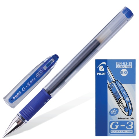 Ручка гелевая PILOT "G-3", корпус прозрачный, узел 0,38 мм, линия 0,2 Ручка гелевая PILOT "G-3", корпус прозрачный, узел 0,38 мм, линия 0,2