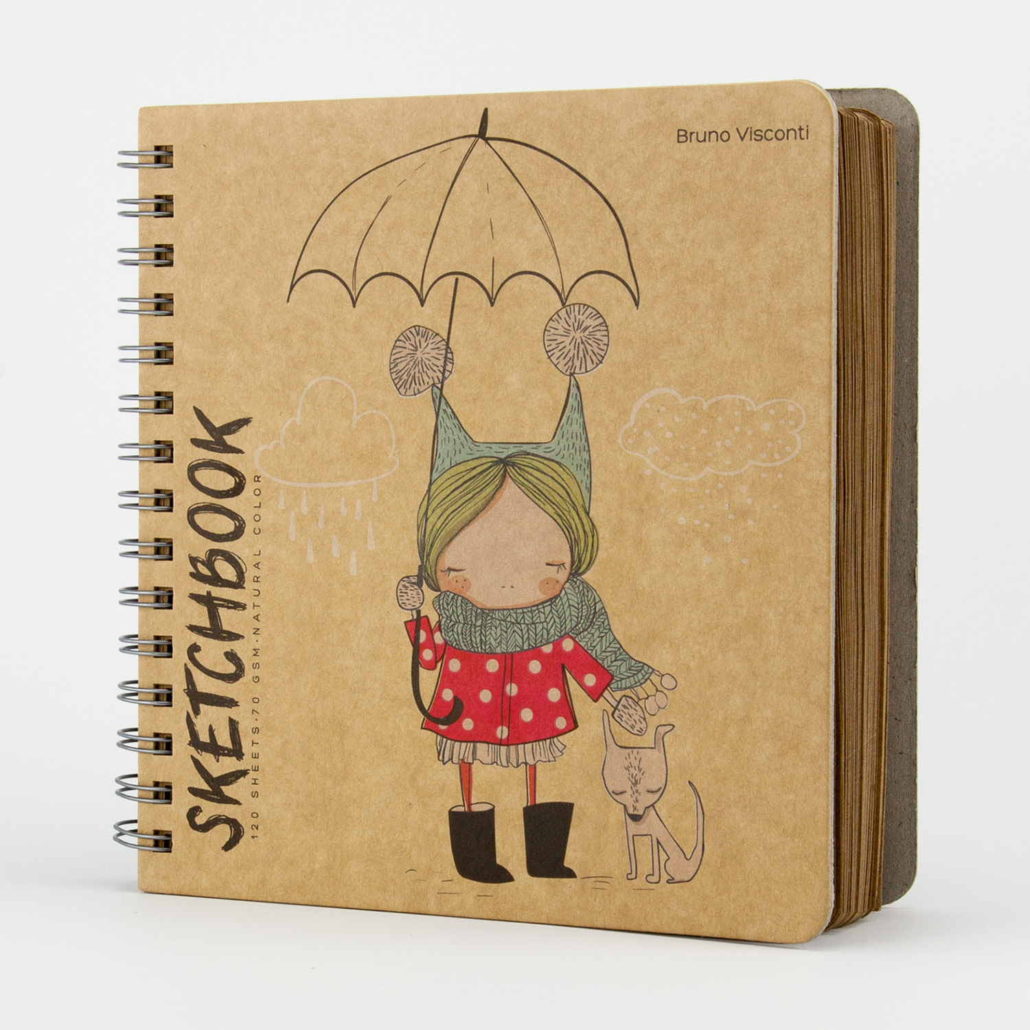 SKETCHBOOK BV, 200х205 мм,120 Л. КРАФТ 70 гр. НА ГРЕБНЕ (4 ВИДА)