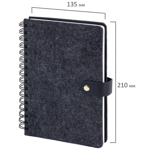 Ежедневник недатированный, А5, 135х210 мм, BRAUBERG "Felt", на гребне,