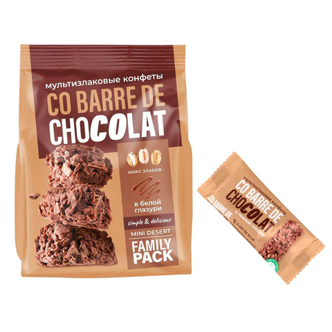 Конфеты мультизлаковые CO BARRE DE CHOCOLAT с темной глазурью, 135 г,
