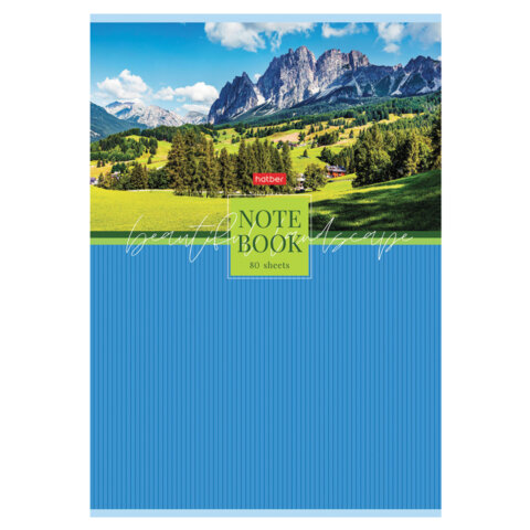 Тетрадь А4 80 л., HATBER, скоба, клетка, глянцевая ламинация, "Живописные Тетрадь А4 80 л., HATBER, скоба, клетка, глянцевая ламинация, "Живописные