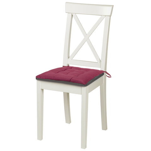 Подушка на стул "РОГОЖКА", 40x40 см, полиэстер, бордовая, PRIMILA
