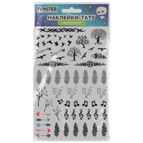 Наклейки-тату переводные "Ассорти", 29х15,5 см, ассорти 12 видов, Наклейки-тату переводные "Ассорти", 29х15,5 см, ассорти 12 видов,