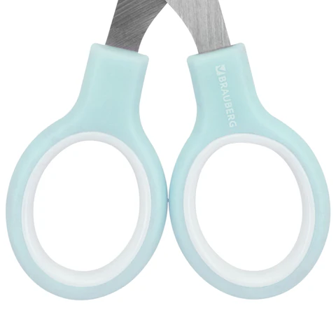 Ножницы BRAUBERG KIDS 130 мм, ручки мятные, закругленные лезвия с линейкой,