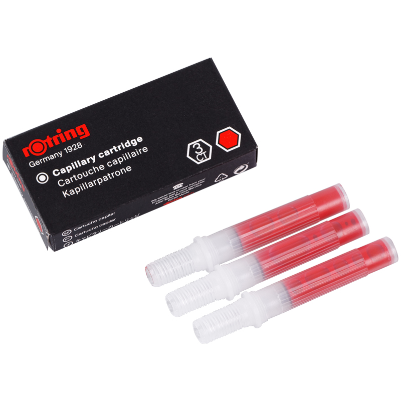 Чернила для рапидографа Rotring, красный, картридж, 3 шт., картон.уп. Чернила для рапидографа Rotring, красный, картридж, 3 шт., картон.уп.