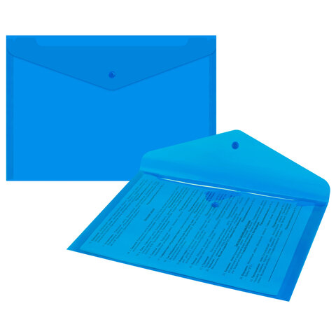 Папка-конверт с кнопкой прозрачная А4, BRAUBERG "UNIVERSAL", до 100