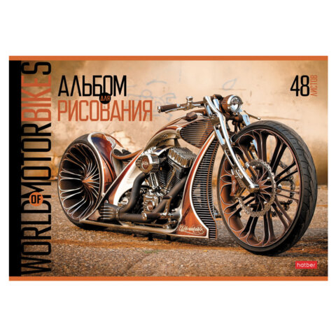 Альбом для рисования А4 48 л., скоба, обложка картон, HATBER, 205х290 мм,