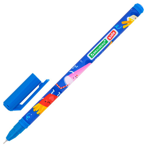 Ручка гелевая BRAUBERG KIDS MIX, СИНЯЯ, корпус ассорти, игольчатый узел 0,5 мм,