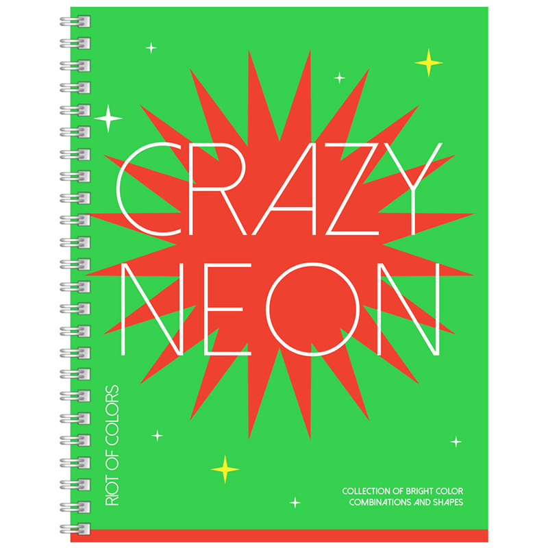 Тетрадь 96л., А5, клетка на гребне BG "Crazy neon", неоновая краска