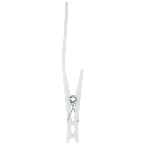 Прищепки бельевые с крючком 13 см, КОМПЛЕКТ 5 штук, пластик, белые, PRIMILA