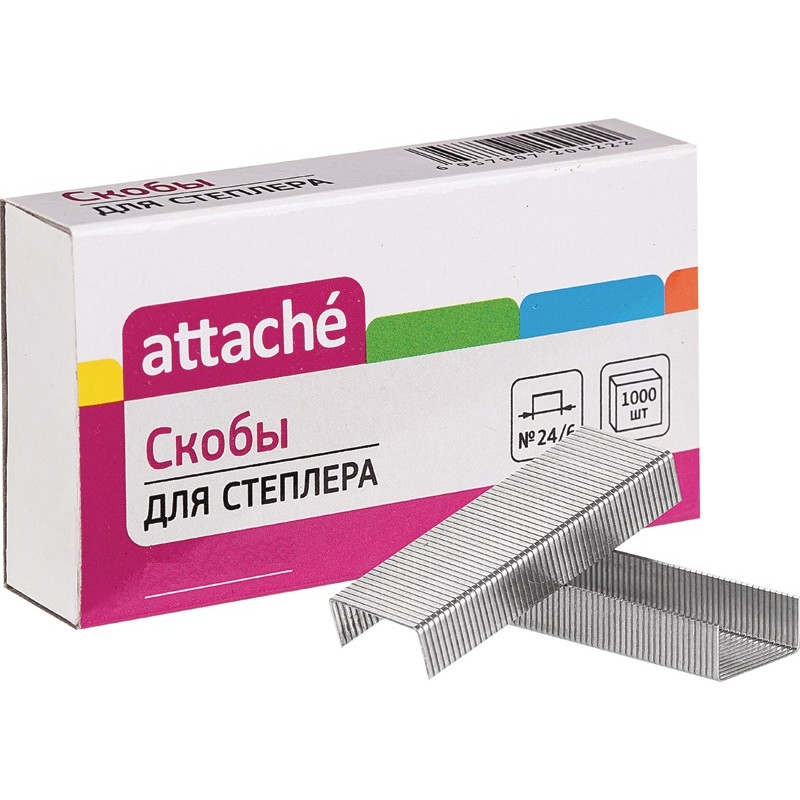 Скобы для степлера N24/6 Attache, никелированные (2-30лист.) 1000 шт вуп. Скобы для степлера N24/6 Attache, никелированные (2-30лист.) 1000 шт вуп.