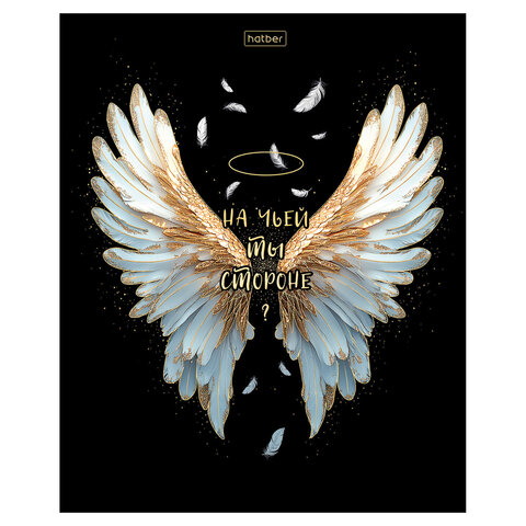 Тетрадь А5 48 л., HATBER, скоба, клетка, матовая ламинация, 3D-фольга, Крылья Тетрадь А5 48 л., HATBER, скоба, клетка, матовая ламинация, 3D-фольга, Крылья