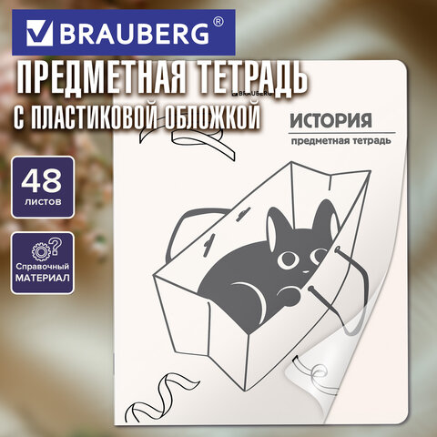 Тетрадь предметная КОТ-НЕПОСЕДА 48 л., пластиковая обложка, ИСТОРИЯ, клетка, Тетрадь предметная КОТ-НЕПОСЕДА 48 л., пластиковая обложка, ИСТОРИЯ, клетка,