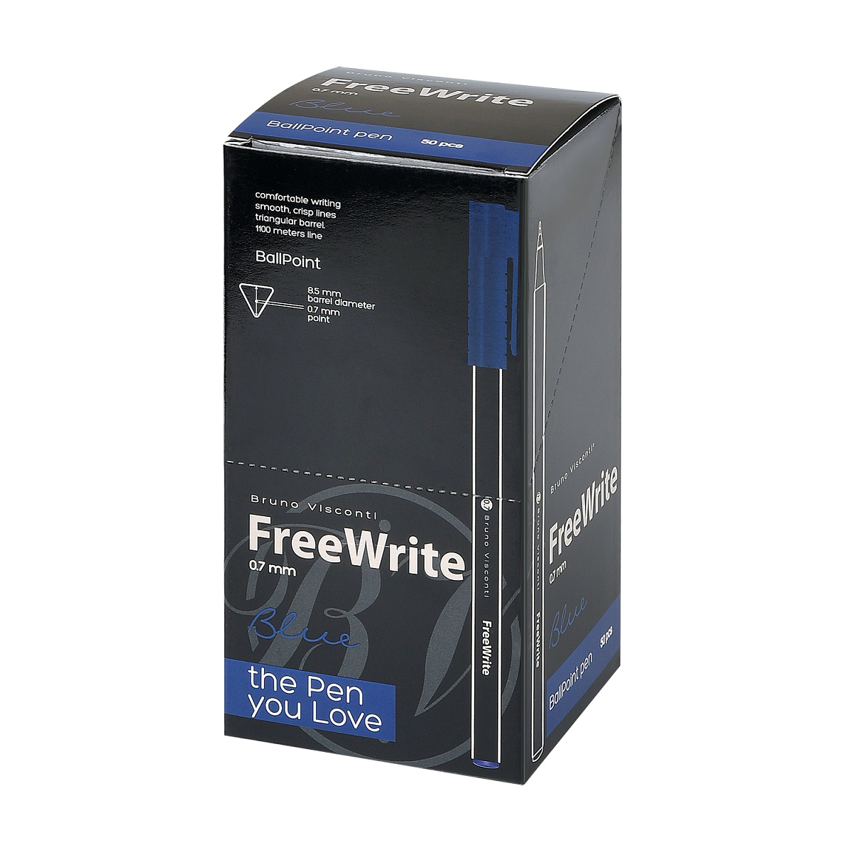 Ручка "FreeWrite Black" ШАРИКОВАЯ 0.7 мм, СИНЯЯ