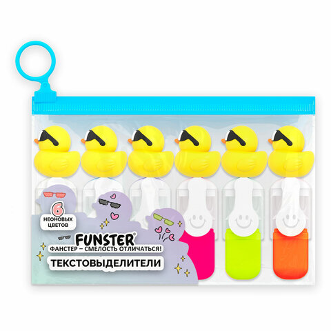 Набор текстовыделителей с топперами 6 ЦВЕТОВ НЕОН, "КРУТЫЕ УТЯТА", Набор текстовыделителей с топперами 6 ЦВЕТОВ НЕОН, "КРУТЫЕ УТЯТА",