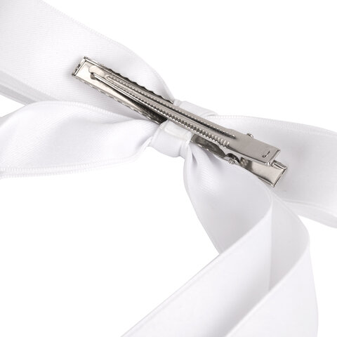 Заколка для волос зажим с бантиком, с длинными хвостиками, белый, MONTE VITA Заколка для волос зажим с бантиком, с длинными хвостиками, белый, MONTE VITA