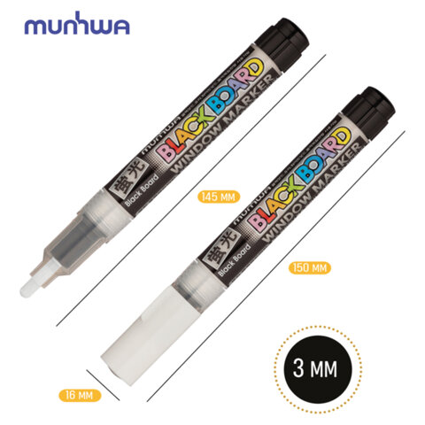 Маркер меловой БЕЛЫЙ, влагостираемый, 3 мм, для гладких поверхностей, MUNHWA Маркер меловой БЕЛЫЙ, влагостираемый, 3 мм, для гладких поверхностей, MUNHWA