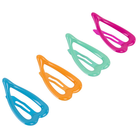 Заколки для волос НАБОР 4 шт., 3,5 см, клик-клак, сердечки, глянцевый, разные Заколки для волос НАБОР 4 шт., 3,5 см, клик-клак, сердечки, глянцевый, разные