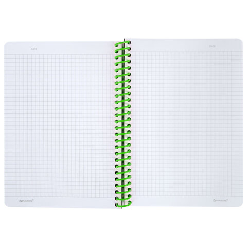 Тетрадь обложка пластик, А5 80 л., спираль пластик, резинка, клетка, BRAUBERG, Тетрадь обложка пластик, А5 80 л., спираль пластик, резинка, клетка, BRAUBERG,