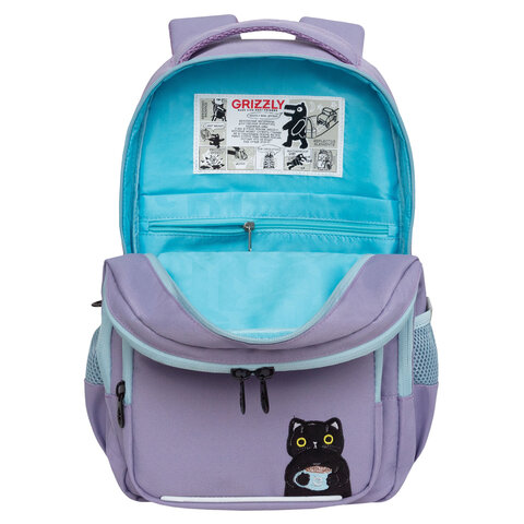 Рюкзак GRIZZLY школьный, анатомическая спинка, 2 отделения, для девочек,