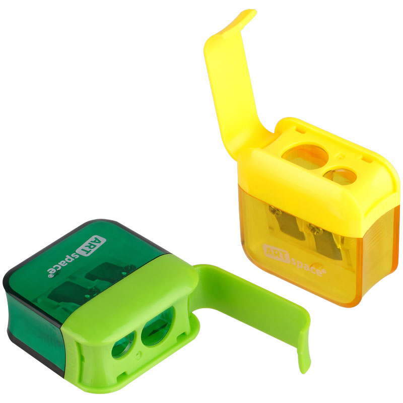 Точилка пластиковая ArtSpace "Click", 2 отверстия, с контейнером,