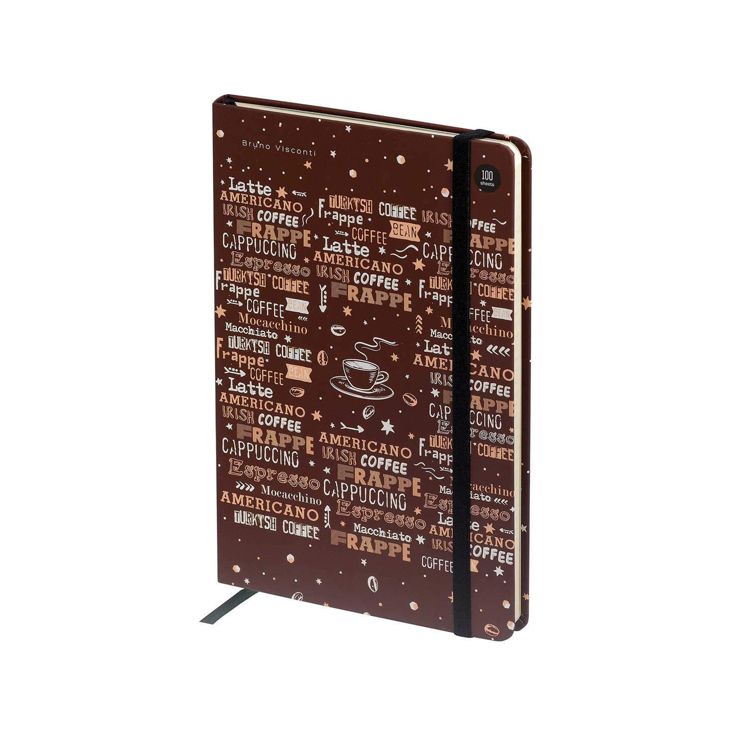 "MEGAPOLIS JOURNAL" А5, 100Л. ГОРИЗОНТАЛЬНЫЙ НА РЕЗИНКЕ "COFFEE