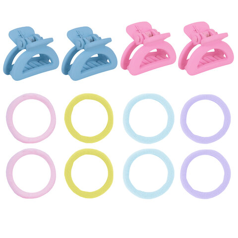 Набор для волос 12 шт: 8 резинок + 4 краба, пастельные цвета, MONTE VITA (МОНТЕ Набор для волос 12 шт: 8 резинок + 4 краба, пастельные цвета, MONTE VITA (МОНТЕ