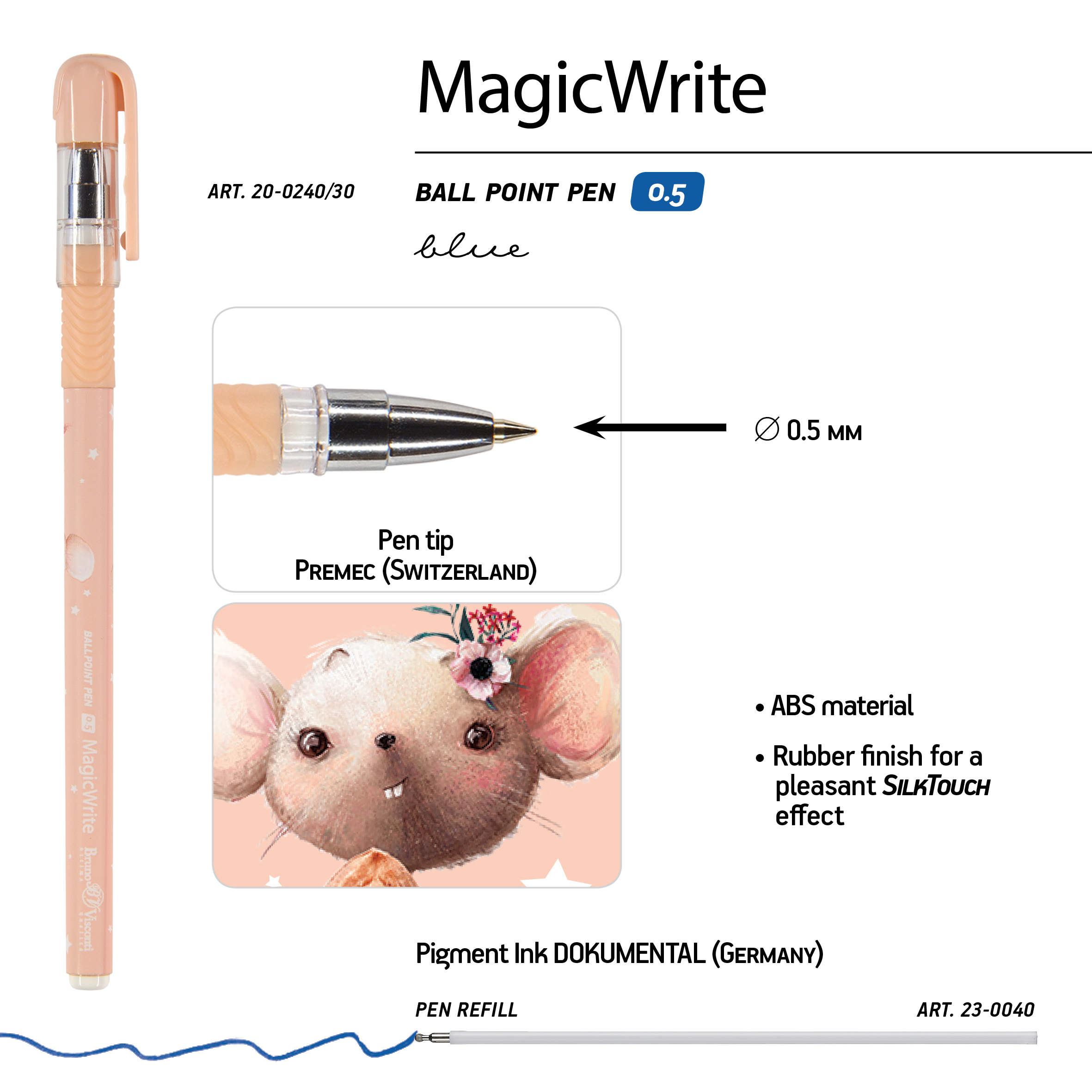 РУЧКА "MagicWrite. Forest Dream. Мышка с орешком" ШАРИКОВАЯ, 0.5 ММ, РУЧКА "MagicWrite. Forest Dream. Мышка с орешком" ШАРИКОВАЯ, 0.5 ММ,