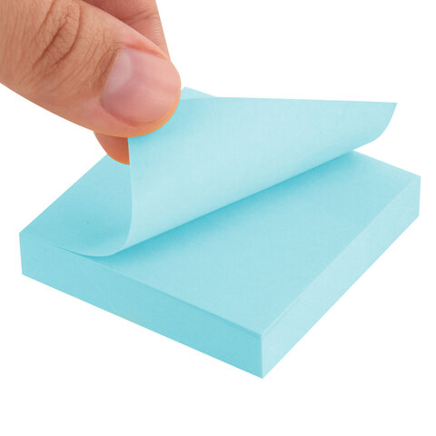 Блок самоклеящийся (стикеры) STAFF STANDARD, ПАСТЕЛЬНЫЙ 51х51 мм, голубой, 100