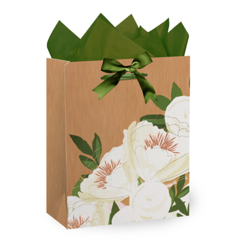Пакет подарочный (1 штука) 18х10х23 см (M), "Flowers", ассорти,