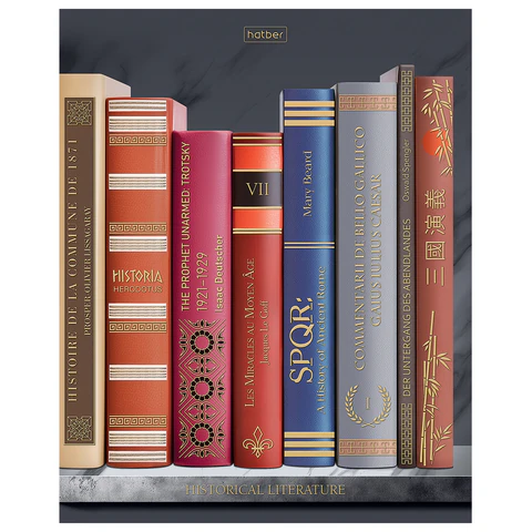Тетрадь А5, 96 л., HATBER, скоба, клетка, Soft-touch ламинация, 3D-фольга, Тетрадь А5, 96 л., HATBER, скоба, клетка, Soft-touch ламинация, 3D-фольга,