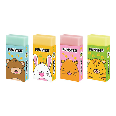 Ластик FUNSTER (ФАНСТЕР) "ANIMALS", 50х24х10 мм, прямоугольный,