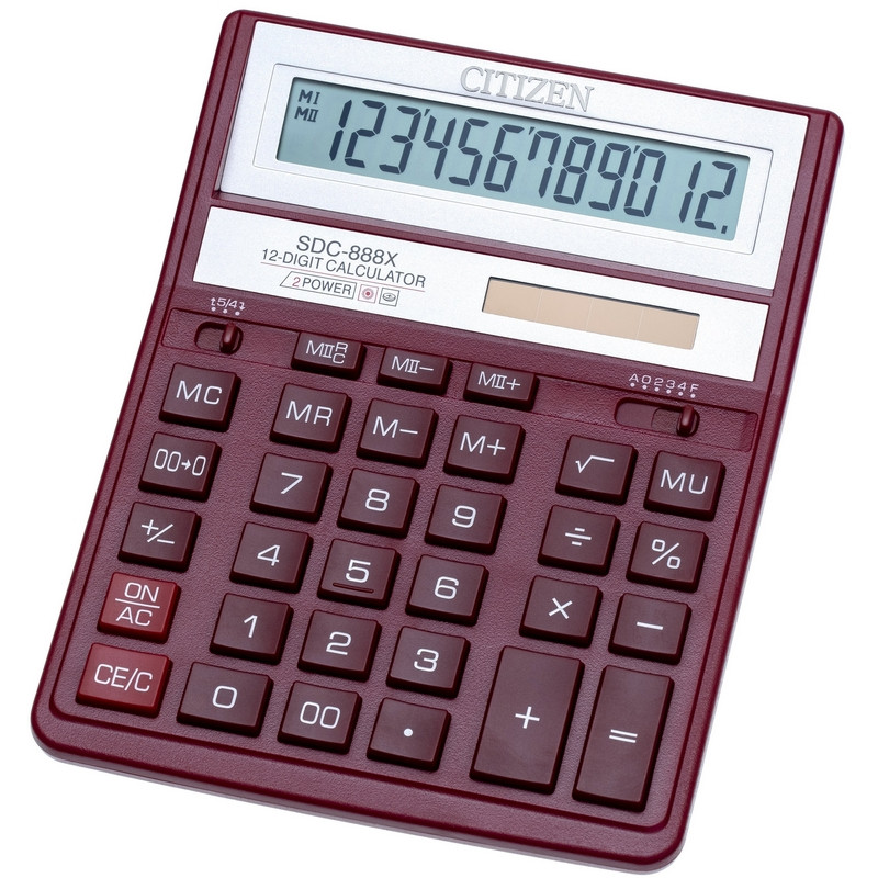 Калькулятор CITIZEN бух. SDC-888XRD,12 разр, бордовый штр. 4562195132752, Калькулятор CITIZEN бух. SDC-888XRD,12 разр, бордовый штр. 4562195132752,