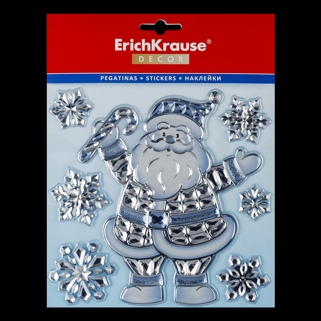 Набор наклеек ErichKrause Decor Дед Мороз Кристалл 18х23см Набор наклеек ErichKrause Decor Дед Мороз Кристалл 18х23см