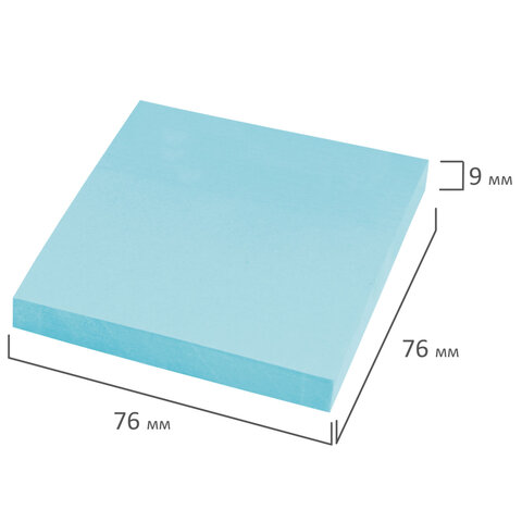 Блок самоклеящийся (стикеры) STAFF STANDARD, ПАСТЕЛЬНЫЙ 76х76 мм, голубой, 100