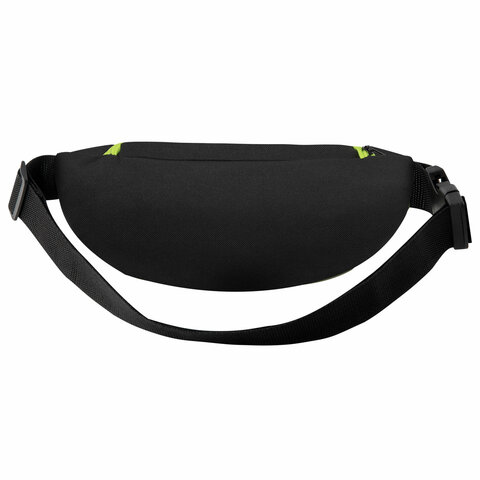 Сумка на пояс HEIKKI RIO (ХЕЙКИ), карман, регулируемый ремень, черная/салатовая,