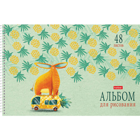 Альбом для рисования А4 48 л., спираль, обложка картон, HATBER, 205х290 мм,