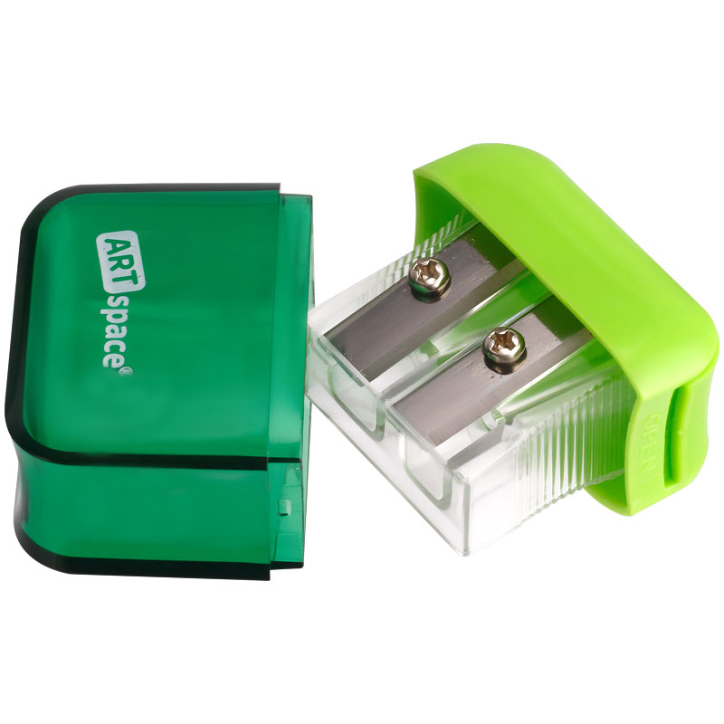 Точилка пластиковая ArtSpace "Click", 2 отверстия, с контейнером,